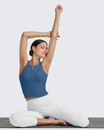 G4Free Activewear BareFeel Half Zip Cropped Workout Tank Tops 