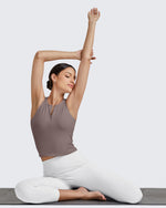 G4Free Activewear BareFeel Half Zip Cropped Workout Tank Tops 