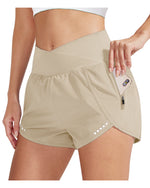 G4Free Activewear Cross Waist Zipper Running Shorts Pants 2.5'