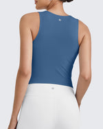 G4Free Activewear BareFeel Half Zip Cropped Workout Tank Tops 