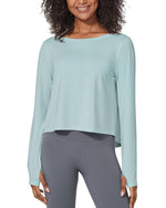 G4Free Activewear Boatneck Crop Workout Long Sleeve