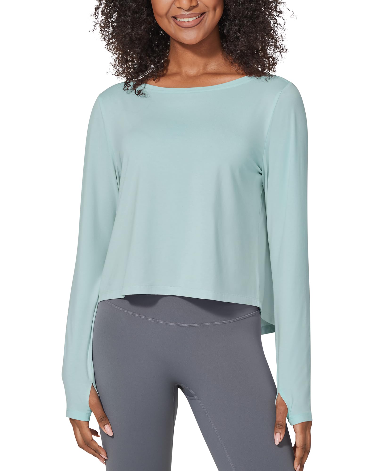 G4Free Activewear Boatneck Crop Workout Long Sleeve