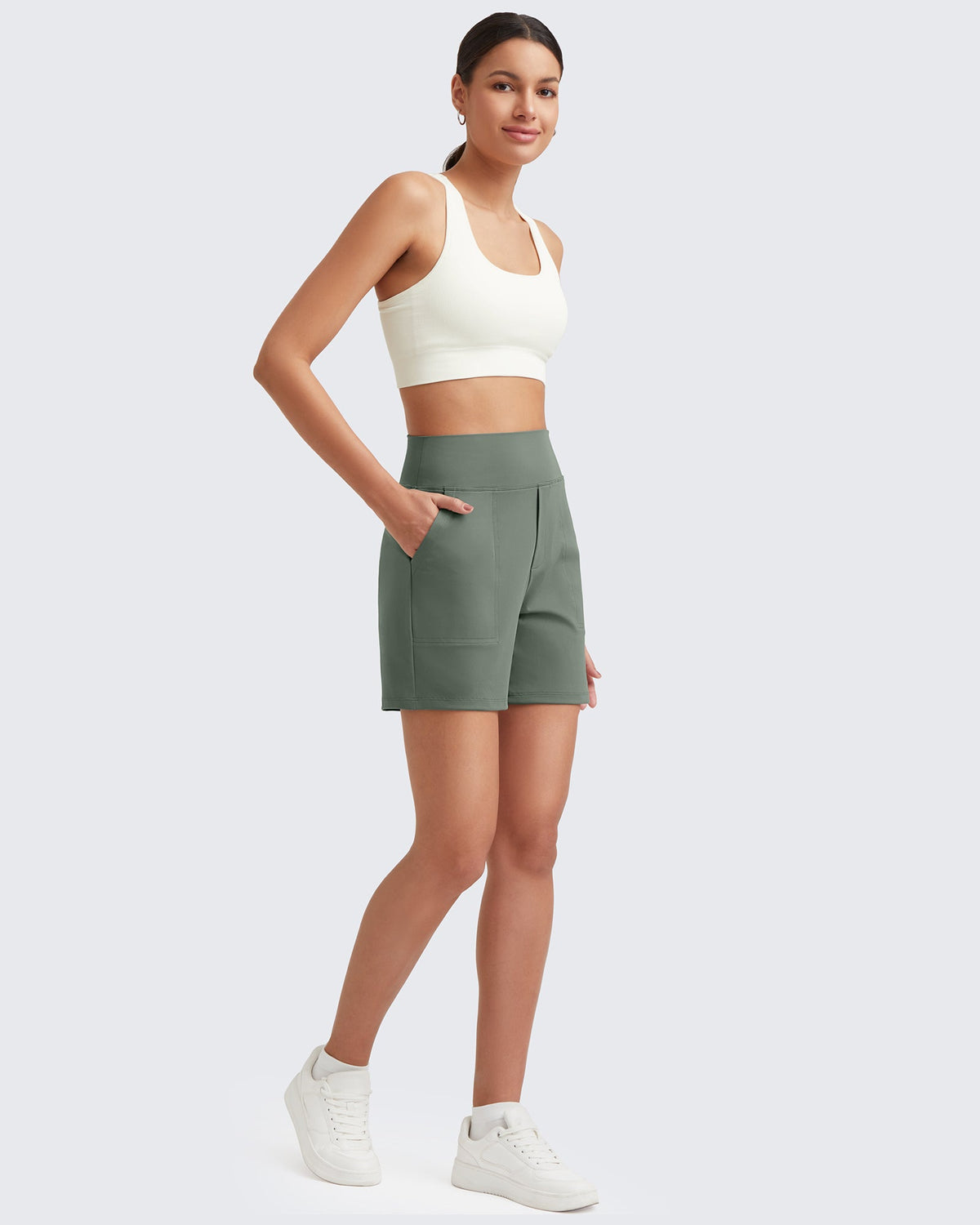 G4FREE High-Waist Burmuda Athletic Shorts 5 