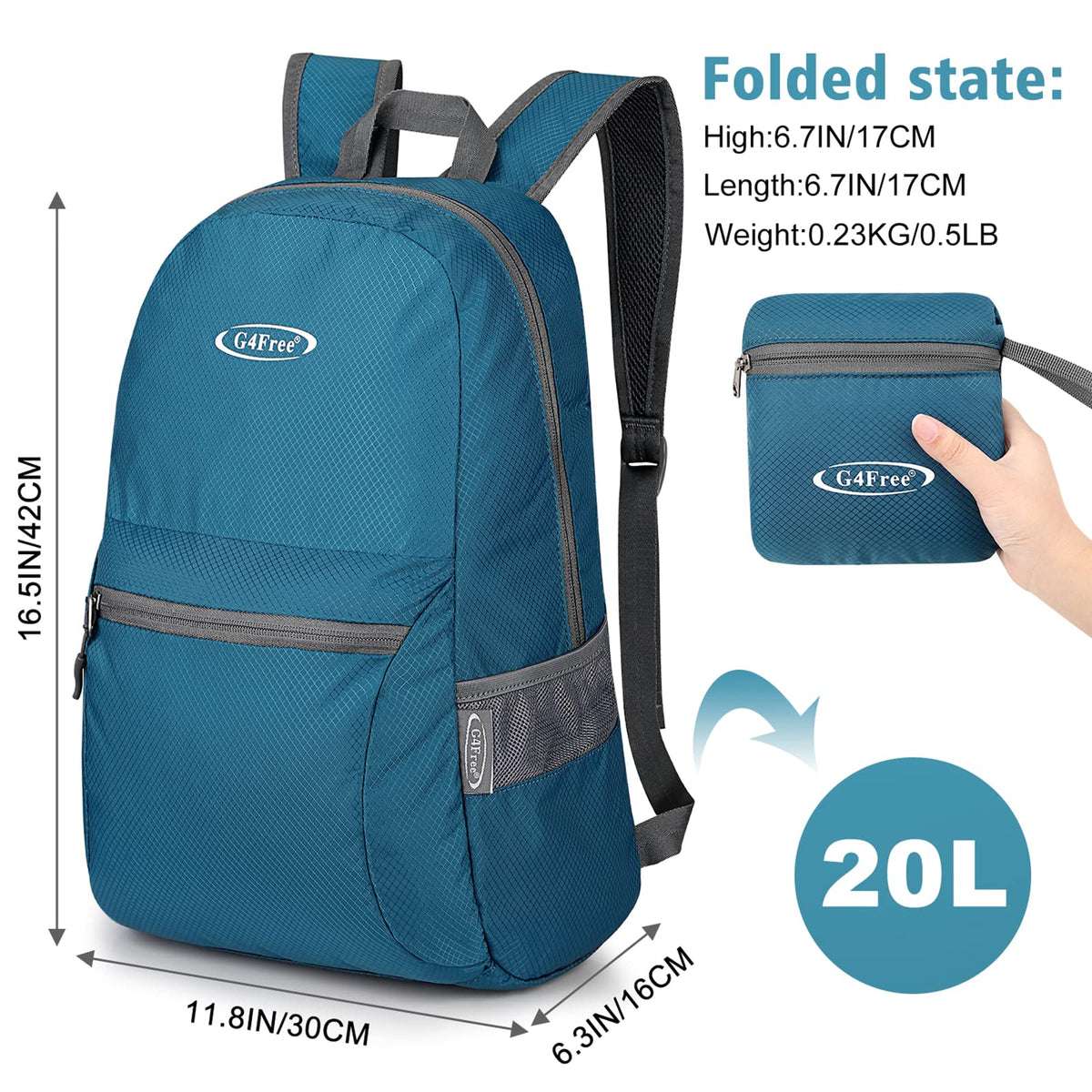 G4Free - 20L Lightweight Packable Backpack -D04V650A-D04V650B-D04V650H-D04V650D-D04V650C