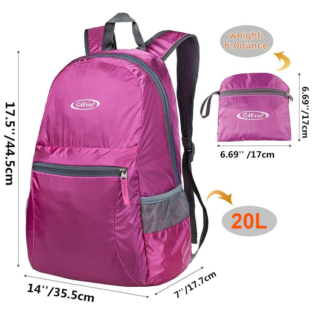 G4Free - 20L Lightweight Packable Backpack -D04V650A-D04V650B-D04V650H-D04V650D-D04V650C