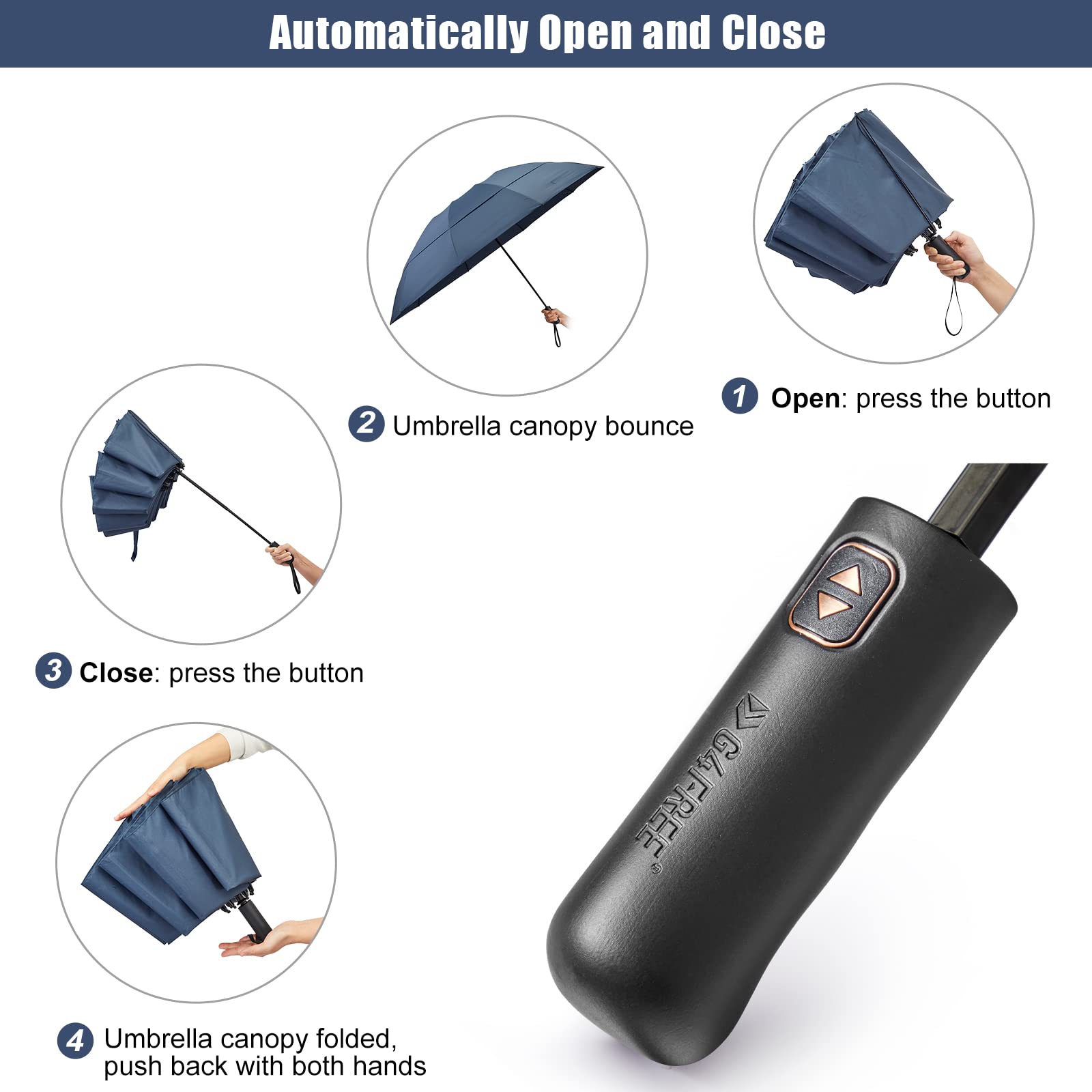 G4Free Activewear - G4Free 62 Inch Large 10 Ribs Compact Reverse Windproof Umbrella -TN22A110A-TN22A110B-TN22A110C-TN22A110D