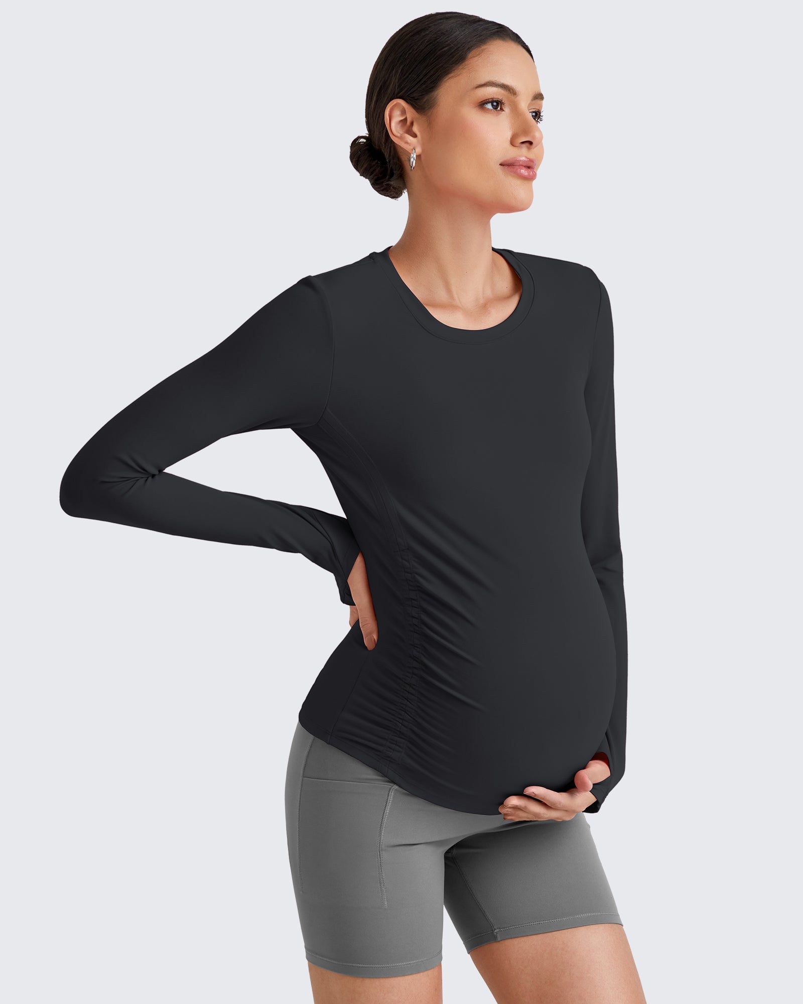 G4Free - BareFeel Crew Neck Ruches Maternity Long Sleeve -GF25BY380CA-S