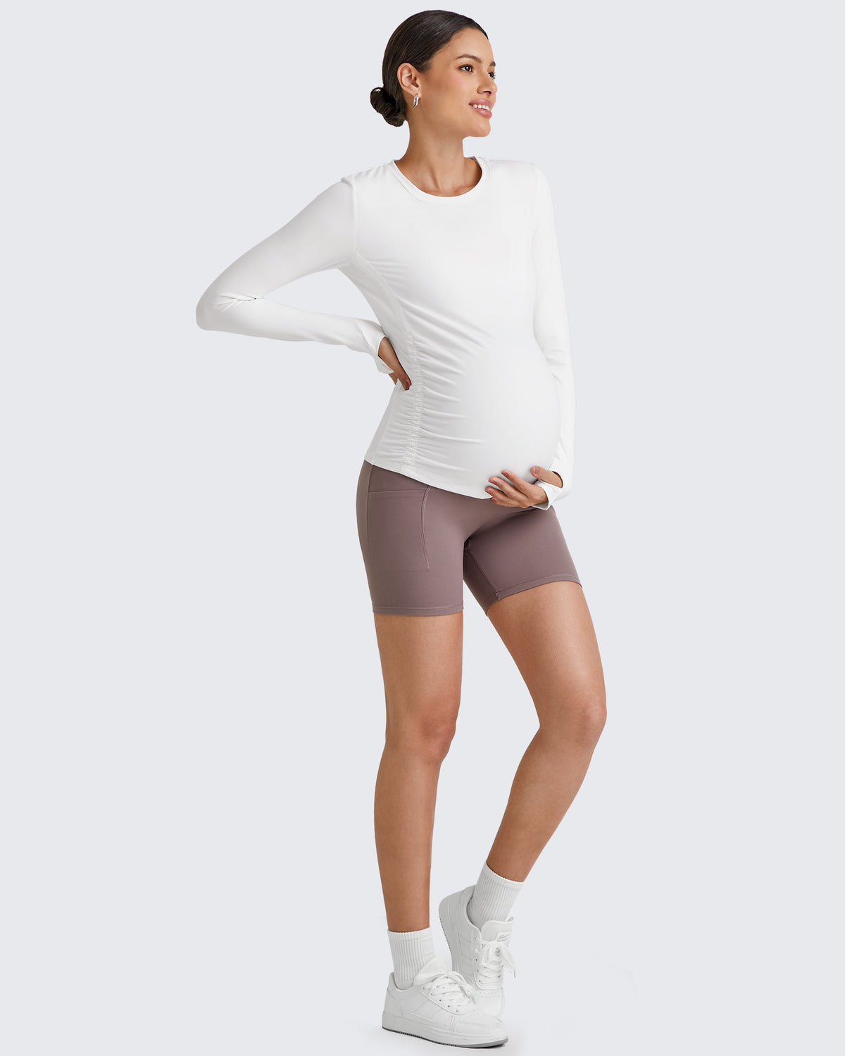 G4Free - BareFeel Crew Neck Ruches Maternity Long Sleeve -GF25BY380CA-S-GF25BY380CB-M-GF25BY380CC-L-GF25BY380CD-XL-GF25BY380CE-XXL