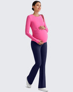 G4Free - BareFeel Crew Neck Ruches Maternity Long Sleeve -GF25BY380CA-S-GF25BY380CB-M-GF25BY380CC-L-GF25BY380CD-XL-GF25BY380CE-XXL