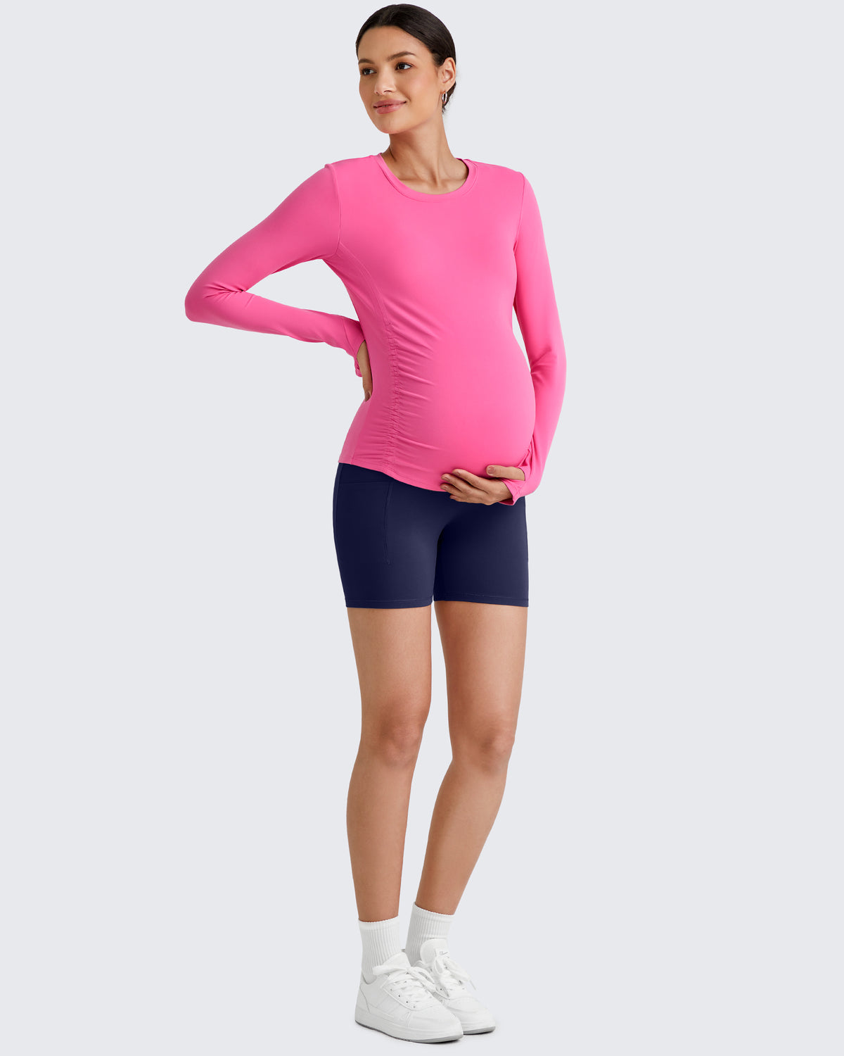 G4Free - BareFeel Crew Neck Ruches Maternity Long Sleeve -GF25BY380CA-S-GF25BY380CB-M-GF25BY380CC-L-GF25BY380CD-XL-GF25BY380CE-XXL