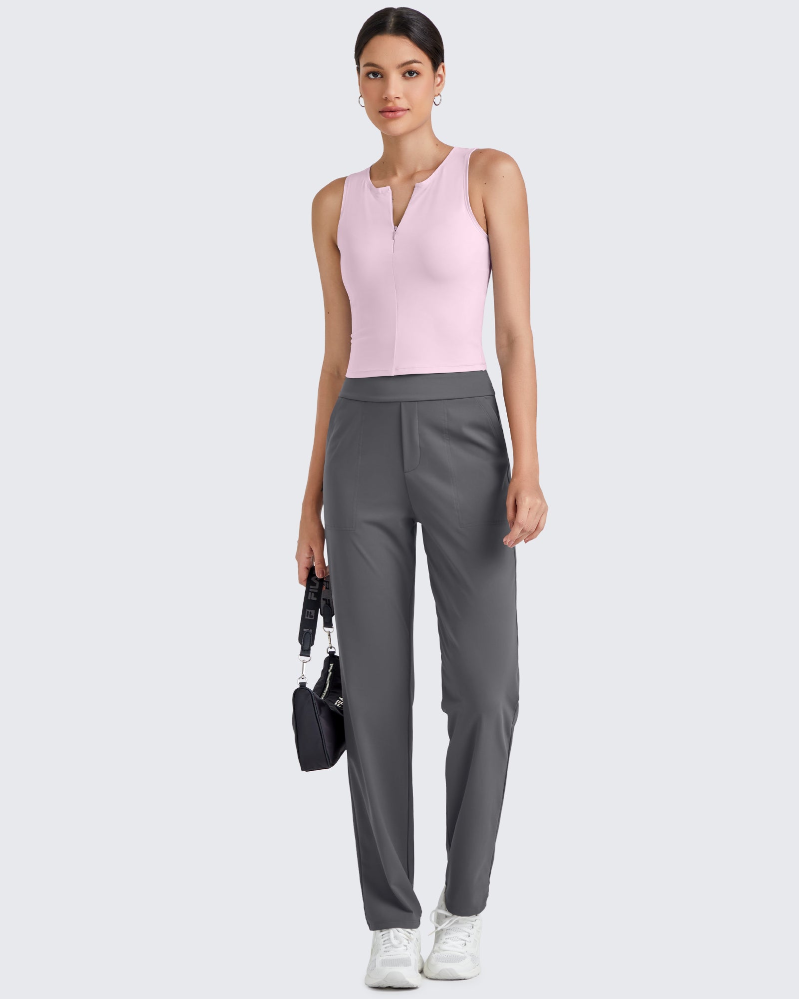 G4Free - BareFeel Half Zip Cropped Workout Tank Tops -GF25L394CA-S-GF25L394CB-M-GF25L394CC-L-GF25L394CD-XL-GF25L394CF-XS