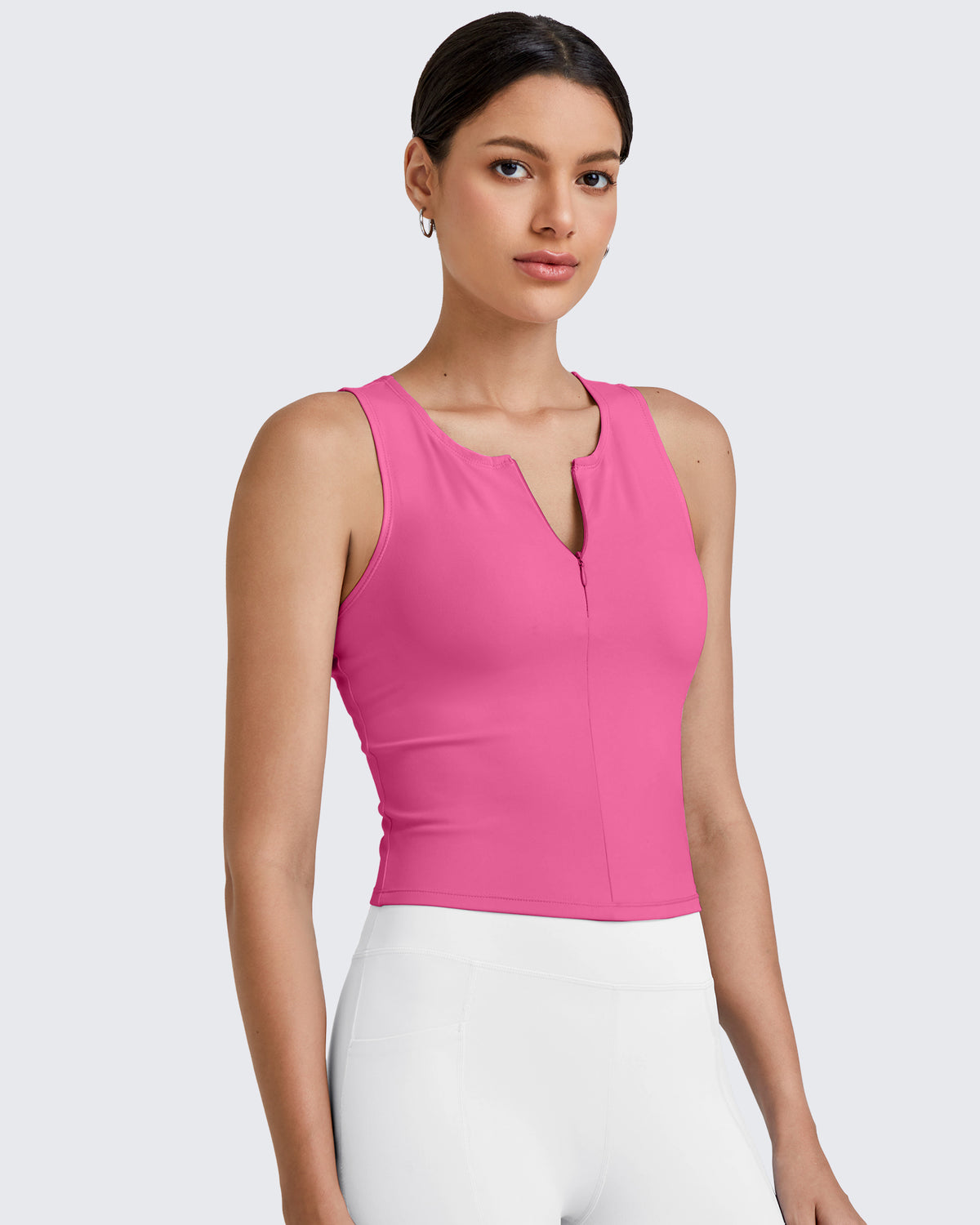 G4Free - BareFeel Half Zip Cropped Workout Tank Tops -GF25L394CA-S-GF25L394CB-M-GF25L394CC-L-GF25L394CD-XL-GF25L394CF-XS