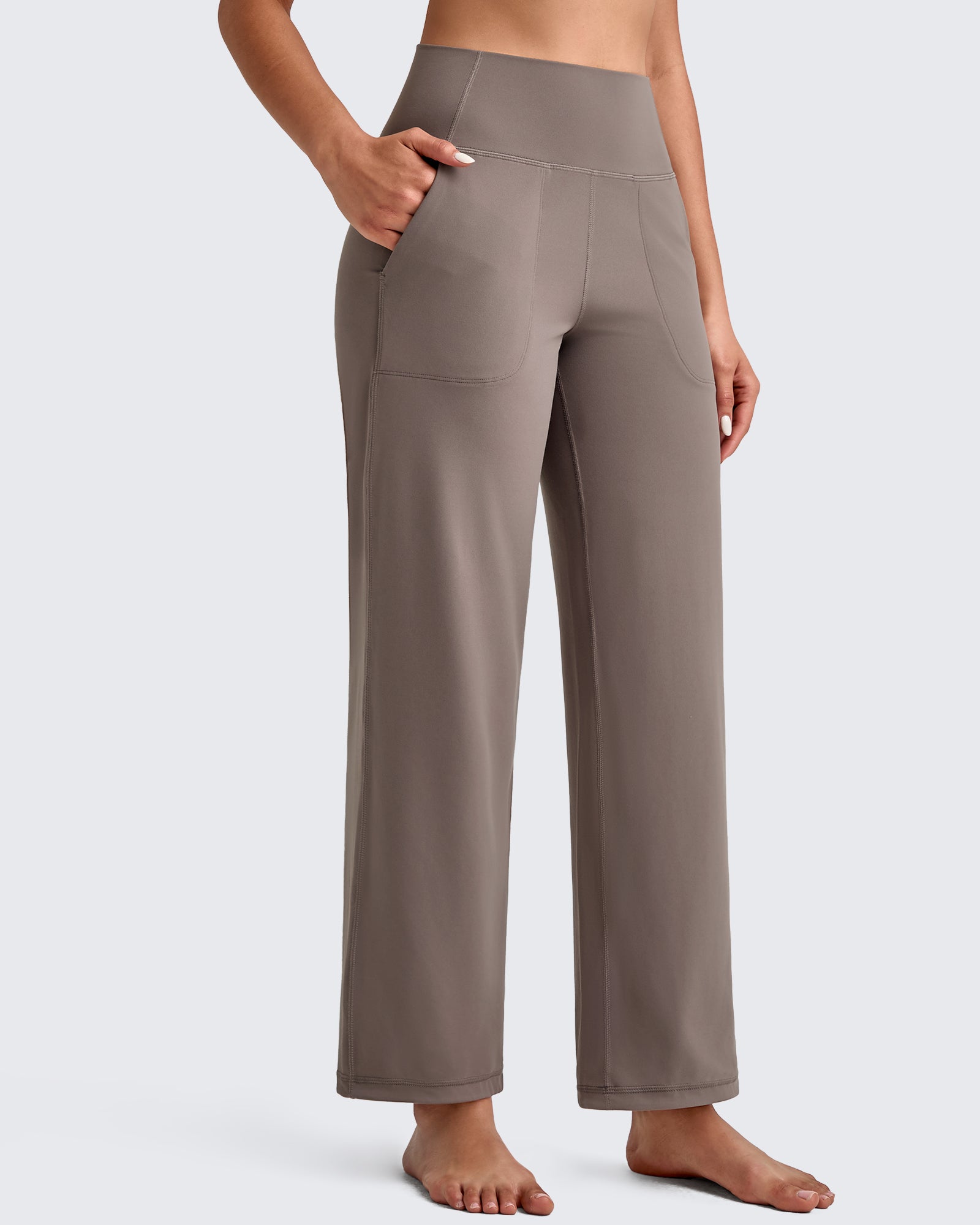 G4Free - BareFeel High Waist Wide Leg Ankle Length Pants -GF25J487AF-XS