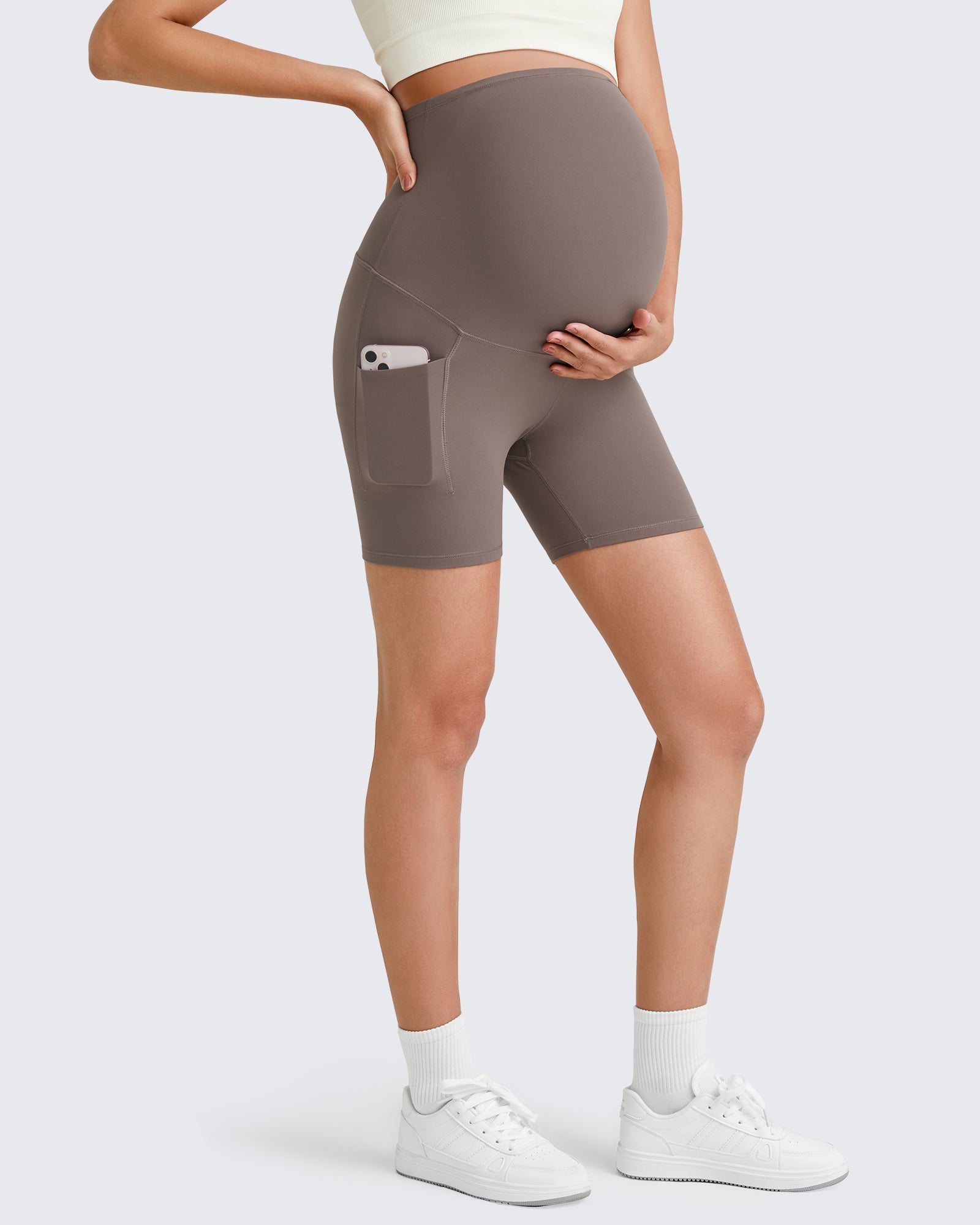 G4Free - BareFeel Maternity Athletic Legging Shorts 5'' -GF25AY336AA-S-GF25AY336AB-M-GF25AY336AC-L-GF25AY336AD-XL-GF25AY336AE-XXL