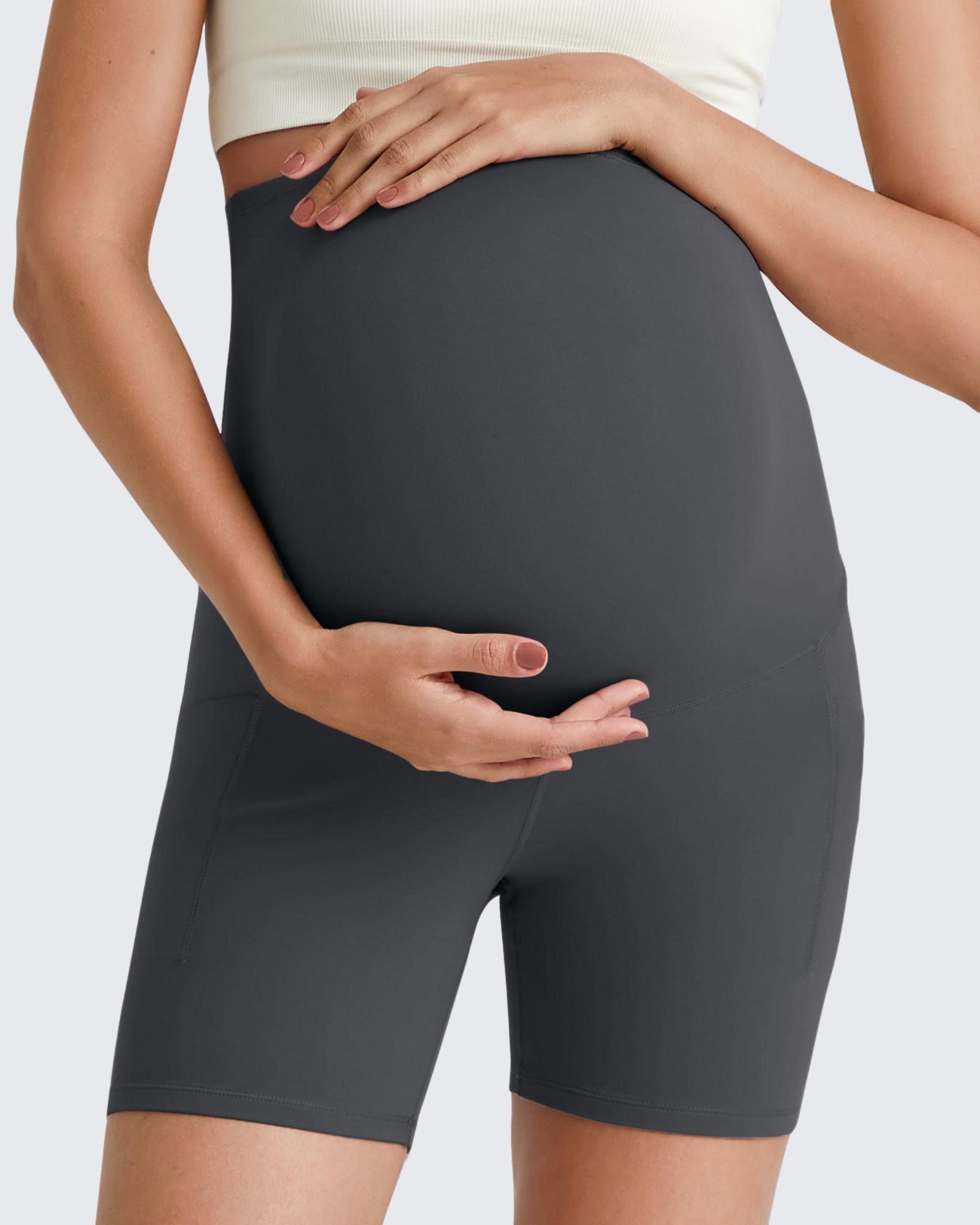 G4Free - BareFeel Maternity Athletic Legging Shorts 5'' -GF25AY336AA-S-GF25AY336AB-M-GF25AY336AC-L-GF25AY336AD-XL-GF25AY336AE-XXL