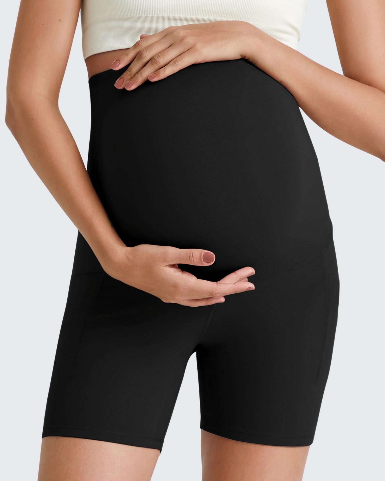 G4Free - BareFeel Maternity Athletic Legging Shorts 5'' -GF25AY336AA-S-GF25AY336AB-M-GF25AY336AC-L-GF25AY336AD-XL-GF25AY336AE-XXL