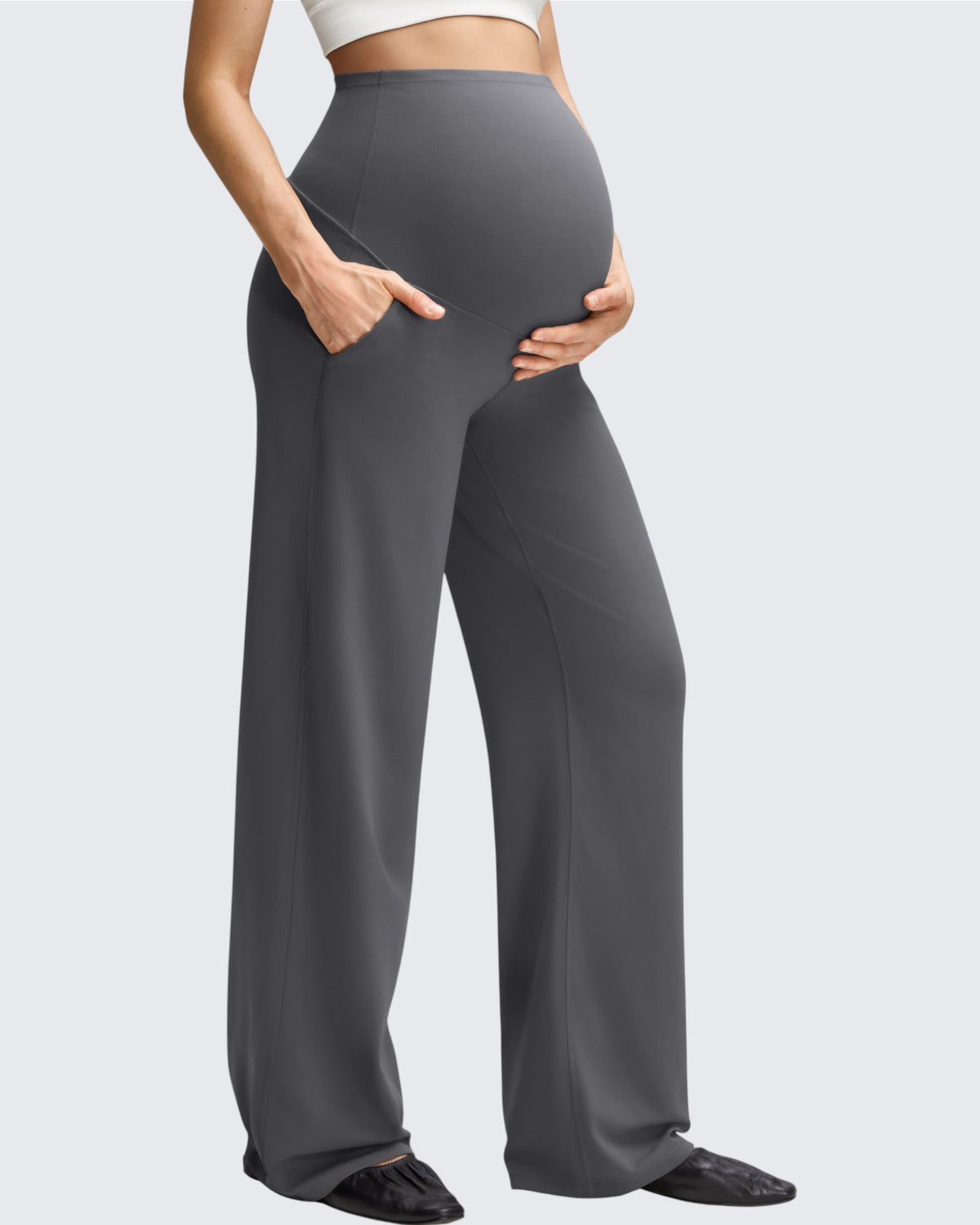 G4Free - BareFeel Maternity Casual Pockets Wide-Leg Pants -GF25JY593AF-XS