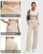 G4Free - BareFeel Side Pleated V Waist Wide Leg Yoga Pants -GF25J596AA-S-GF25J597AA-S-GF25J598AA-S-GF25J596AB-M-GF25J597AB-M