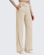 G4Free - BareFeel Side Pleated V Waist Wide Leg Yoga Pants -GF25J596BA-S
