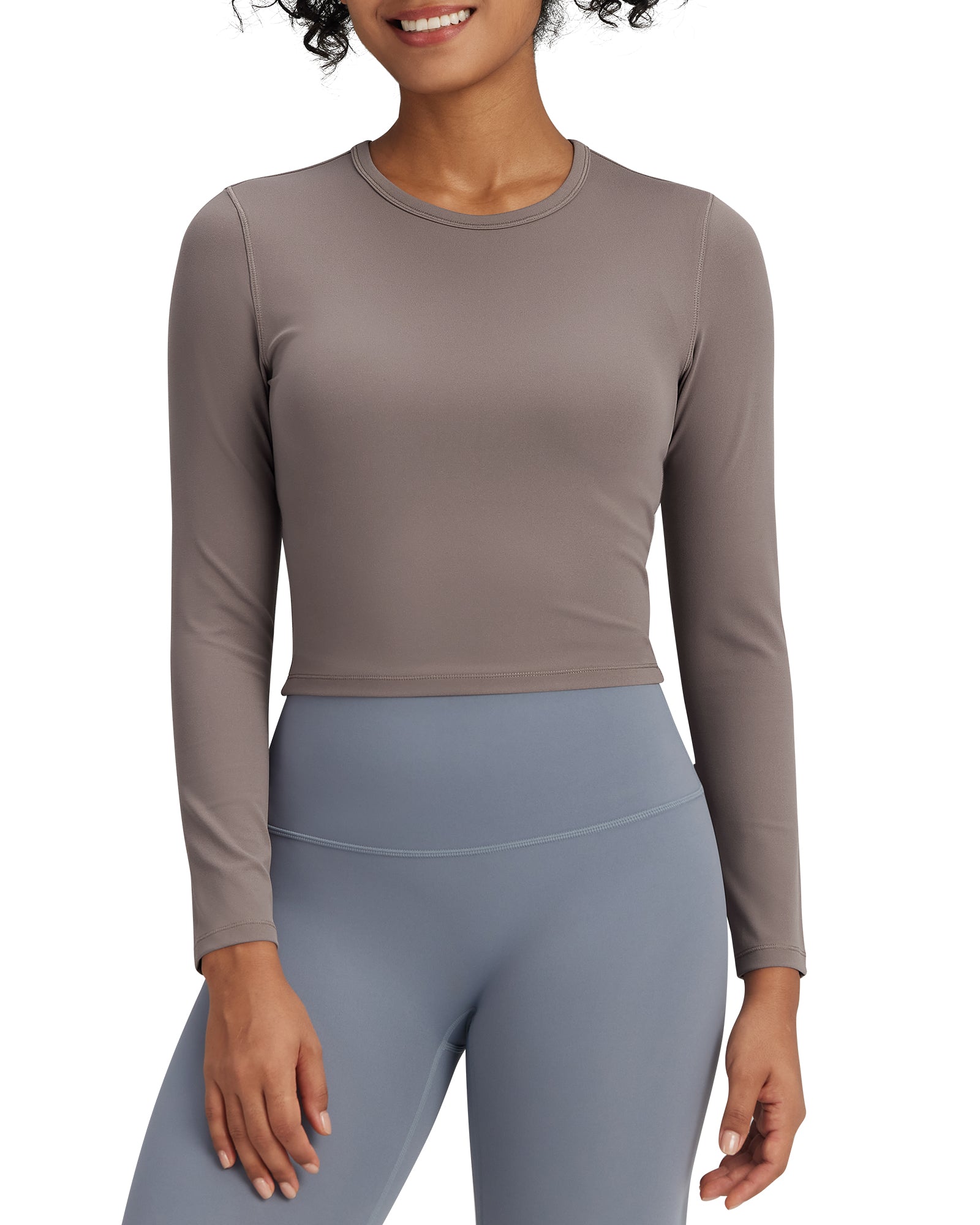 G4Free - BareFeel Slim High Crew Neck Cropped Long Sleeve -GF24B234DA-S