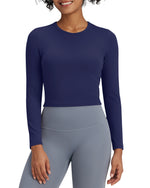 G4Free - BareFeel Slim High Crew Neck Cropped Long Sleeve -GF24B234EA-S