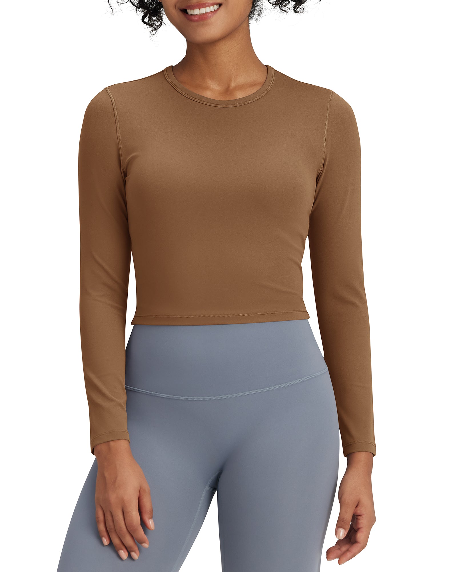 G4Free - BareFeel Slim High Crew Neck Cropped Long Sleeve -GF24B234EA-S