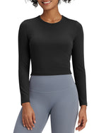 G4Free - BareFeel Slim High Crew Neck Cropped Long Sleeve -GF24B234EA-S-GF24B234EB-M-GF24B234EC-L-GF24B234ED-XL-GF24B234AA-S