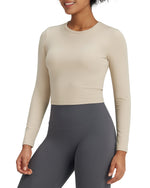 G4Free - BareFeel Slim High Crew Neck Cropped Long Sleeve -GF24B234EA-S-GF24B234EB-M-GF24B234EC-L-GF24B234ED-XL-GF24B234AA-S