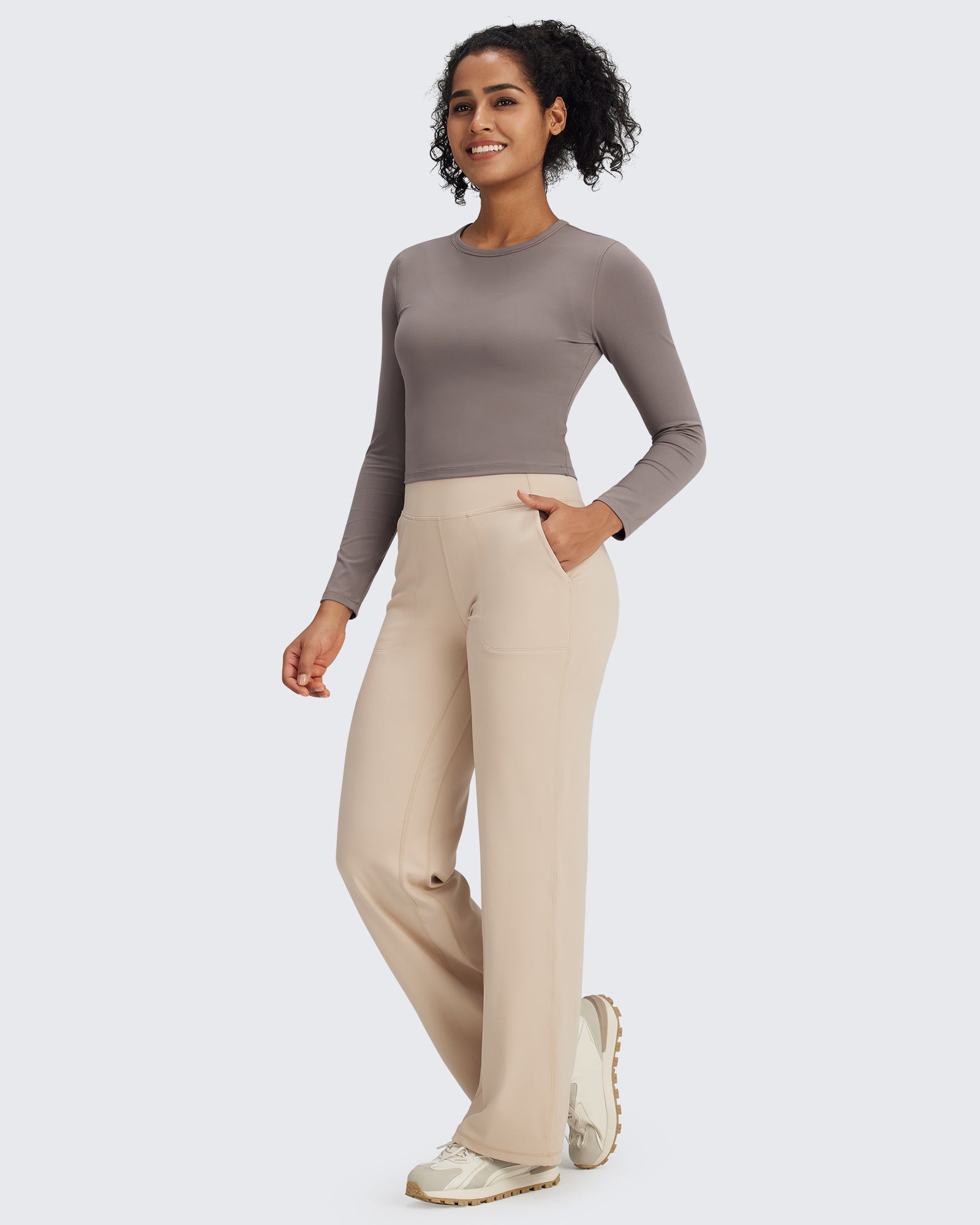 G4Free - BareFeel Slim High Crew Neck Cropped Long Sleeve -GF24B234EA-S-GF24B234EB-M-GF24B234EC-L-GF24B234ED-XL-GF24B234AA-S