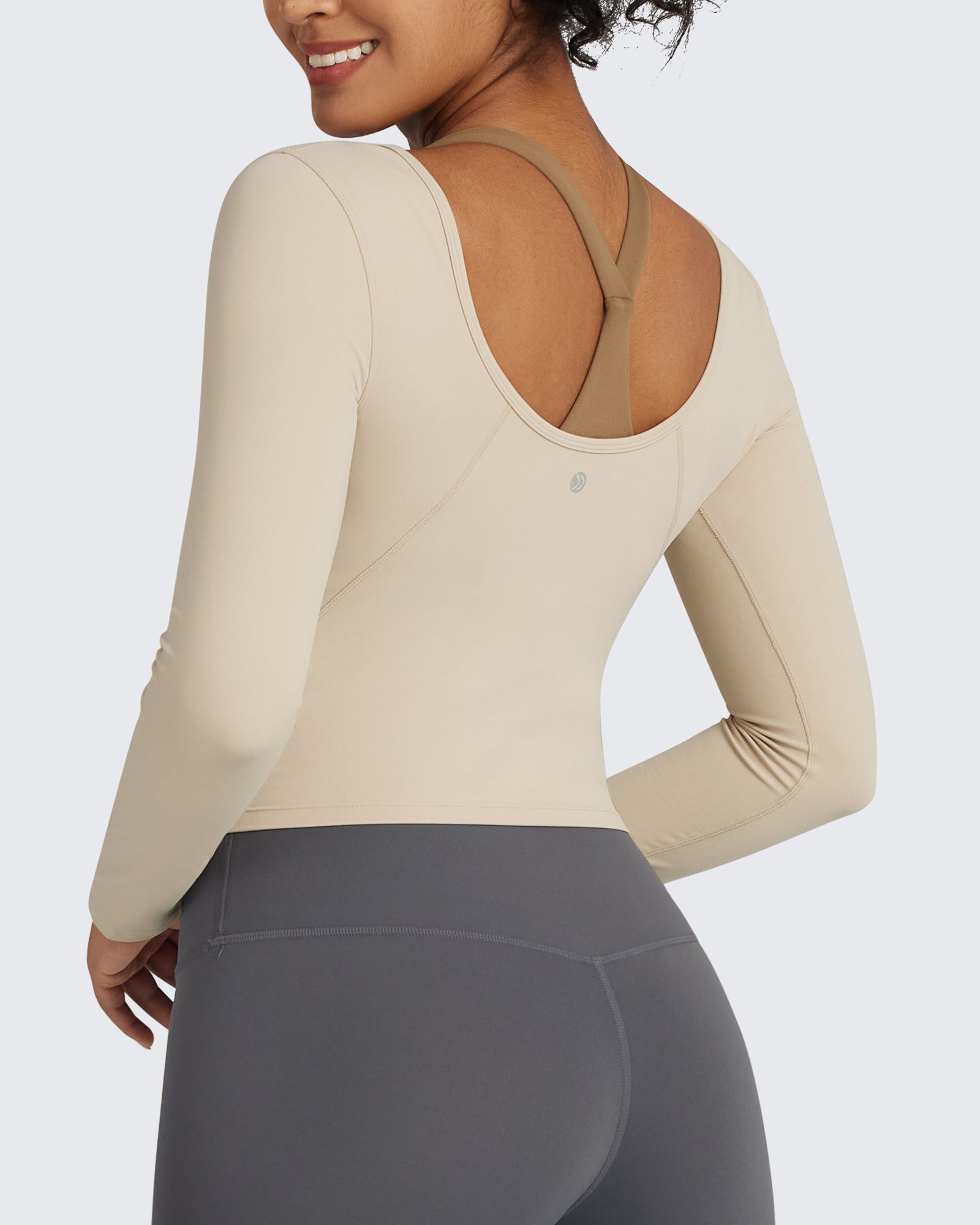 G4Free - BareFeel Slim Scoop Neck Open Back Long Sleeve -GF24B233AA-S-GF24B233AB-M-GF24B233AC-L-GF24B233AD-XL-GF24B233AF-XS