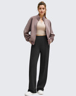 G4Free - Business Front Pleats Wide Leg Fleece Lined Pants -GF25J619AA-S-GF25J620AA-S-GF25J621AA-S-GF25J619AB-M-GF25J620AB-M