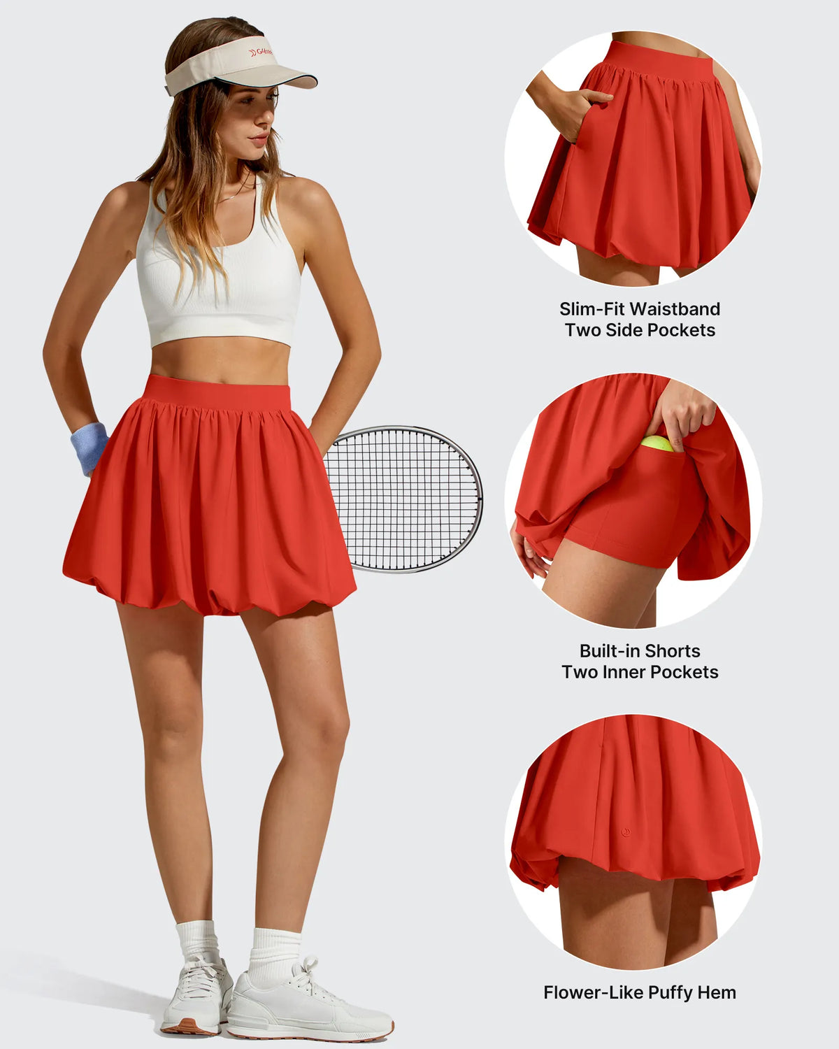 G4Free - Chillwhisp Bubble Ruffled Hem Inner Shorts Tennis Skirts 14'' -GF26H796B005F-XS-GF26H796B005A-S-GF26H796B005B-M-GF26H796B005C-L-GF26H796B005D-XL
