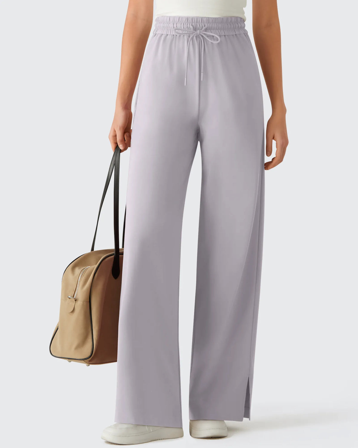 G4Free - Chillwhisp Drawstring Side Slit Flowy Palazzo Wide Leg Pants -GF26J855A001A-S