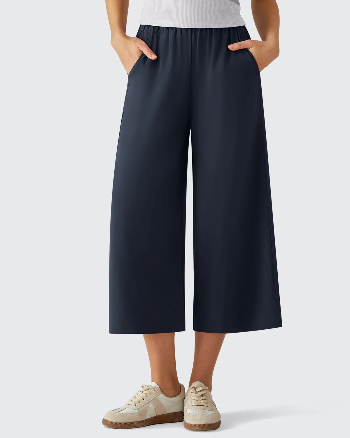 G4Free - Chillwhisp Elastic Waist Flowy Wide Leg Capri Pants 20'' -GF26J866D019A-S-GF26J866D019B-M-GF26J866D019C-L-GF26J866D019D-XL-GF26J866D019E-XXL