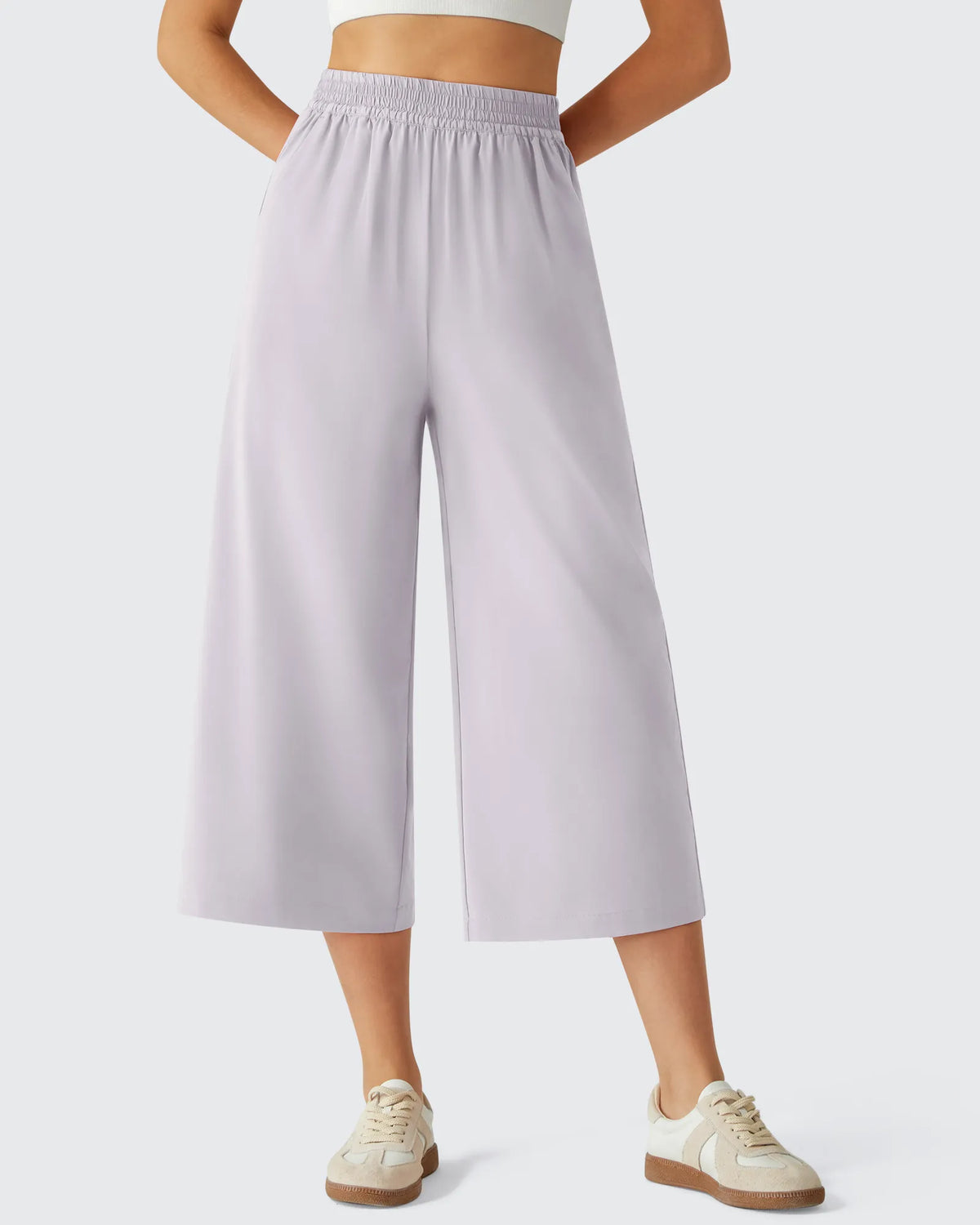 G4Free - Chillwhisp Elastic Waist Flowy Wide Leg Capri Pants 20'' -GF26J866D019A-S-GF26J866D019B-M-GF26J866D019C-L-GF26J866D019D-XL-GF26J866D019E-XXL