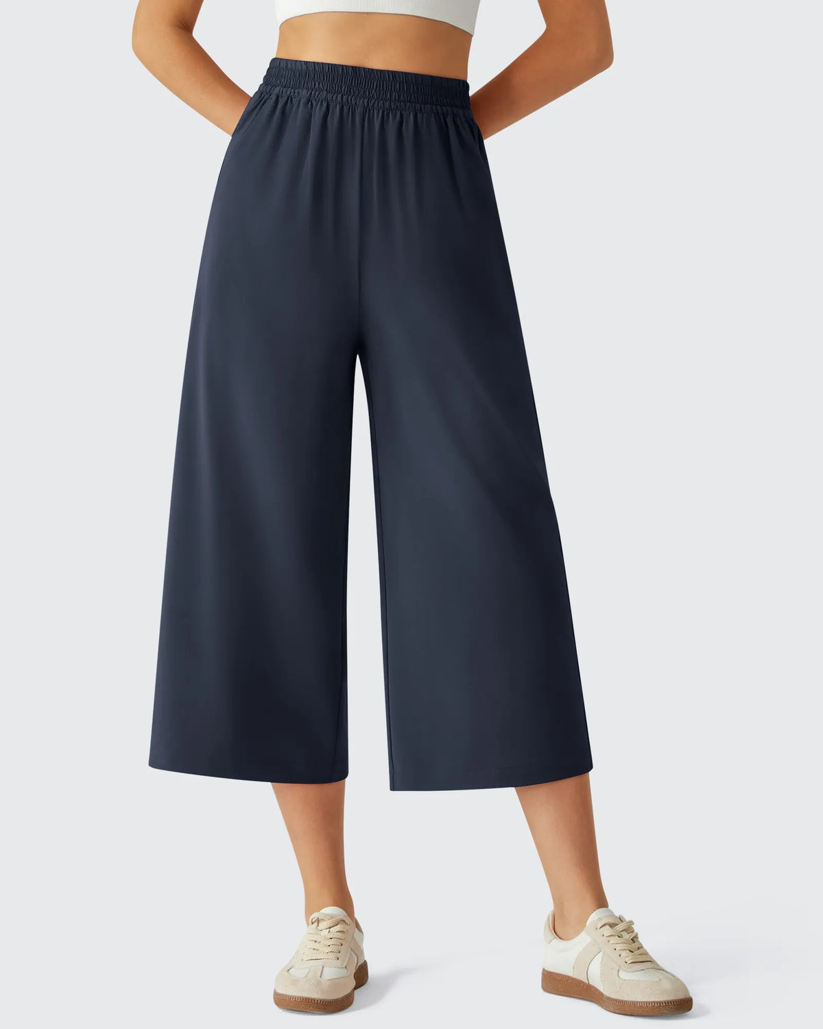 G4Free - Chillwhisp Elastic Waist Flowy Wide Leg Capri Pants 20'' -GF26J866D019A-S-GF26J866D019B-M-GF26J866D019C-L-GF26J866D019D-XL-GF26J866D019E-XXL