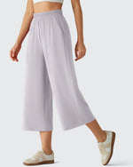 G4Free - Chillwhisp Elastic Waist Flowy Wide Leg Capri Pants 20'' -GF26J866D019A-S-GF26J866D019B-M-GF26J866D019C-L-GF26J866D019D-XL-GF26J866D019E-XXL
