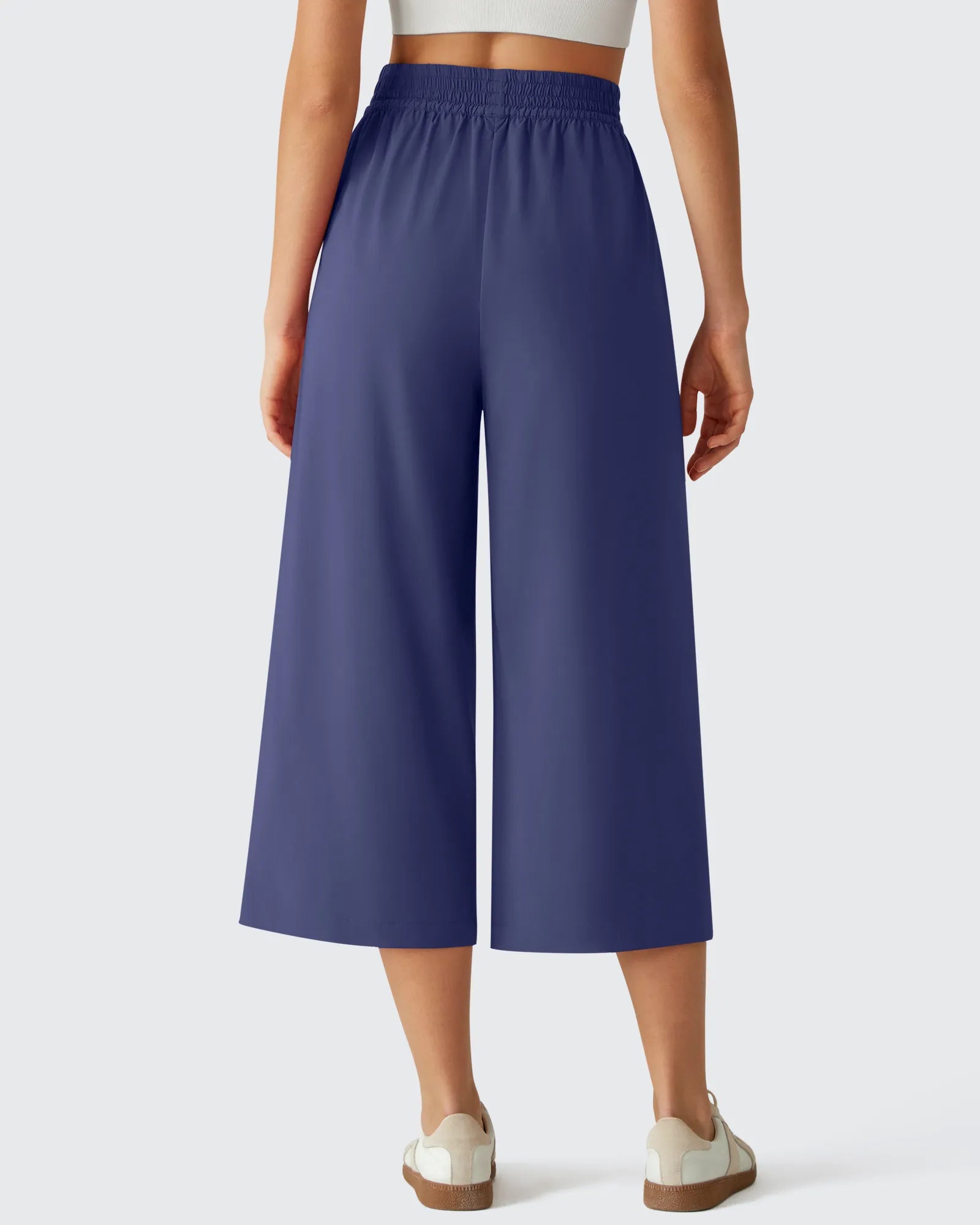 G4Free - Chillwhisp Elastic Waist Flowy Wide Leg Capri Pants 20'' -GF26J866D019A-S-GF26J866D019B-M-GF26J866D019C-L-GF26J866D019D-XL-GF26J866D019E-XXL