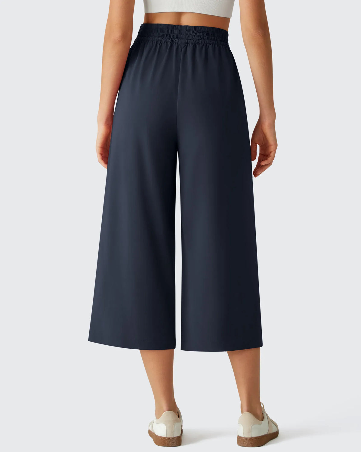 G4Free - Chillwhisp Elastic Waist Flowy Wide Leg Capri Pants 20'' -GF26J866D019A-S-GF26J866D019B-M-GF26J866D019C-L-GF26J866D019D-XL-GF26J866D019E-XXL