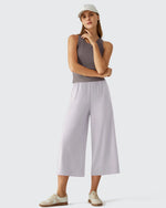G4Free - Chillwhisp Elastic Waist Flowy Wide Leg Capri Pants 20'' -GF26J866D019A-S-GF26J866D019B-M-GF26J866D019C-L-GF26J866D019D-XL-GF26J866D019E-XXL