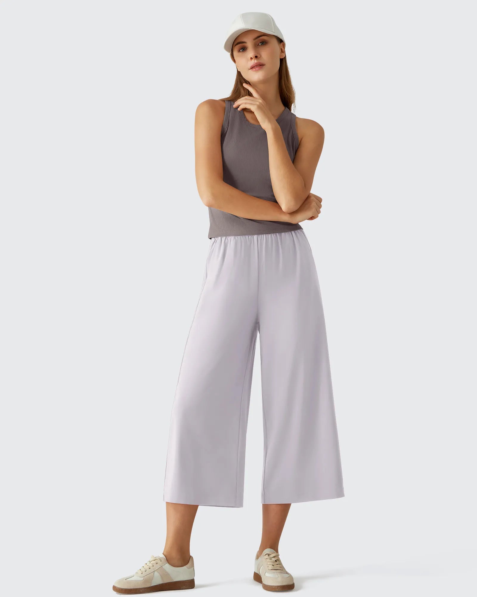 G4Free - Chillwhisp Elastic Waist Flowy Wide Leg Capri Pants 20'' -GF26J866D019A-S-GF26J866D019B-M-GF26J866D019C-L-GF26J866D019D-XL-GF26J866D019E-XXL