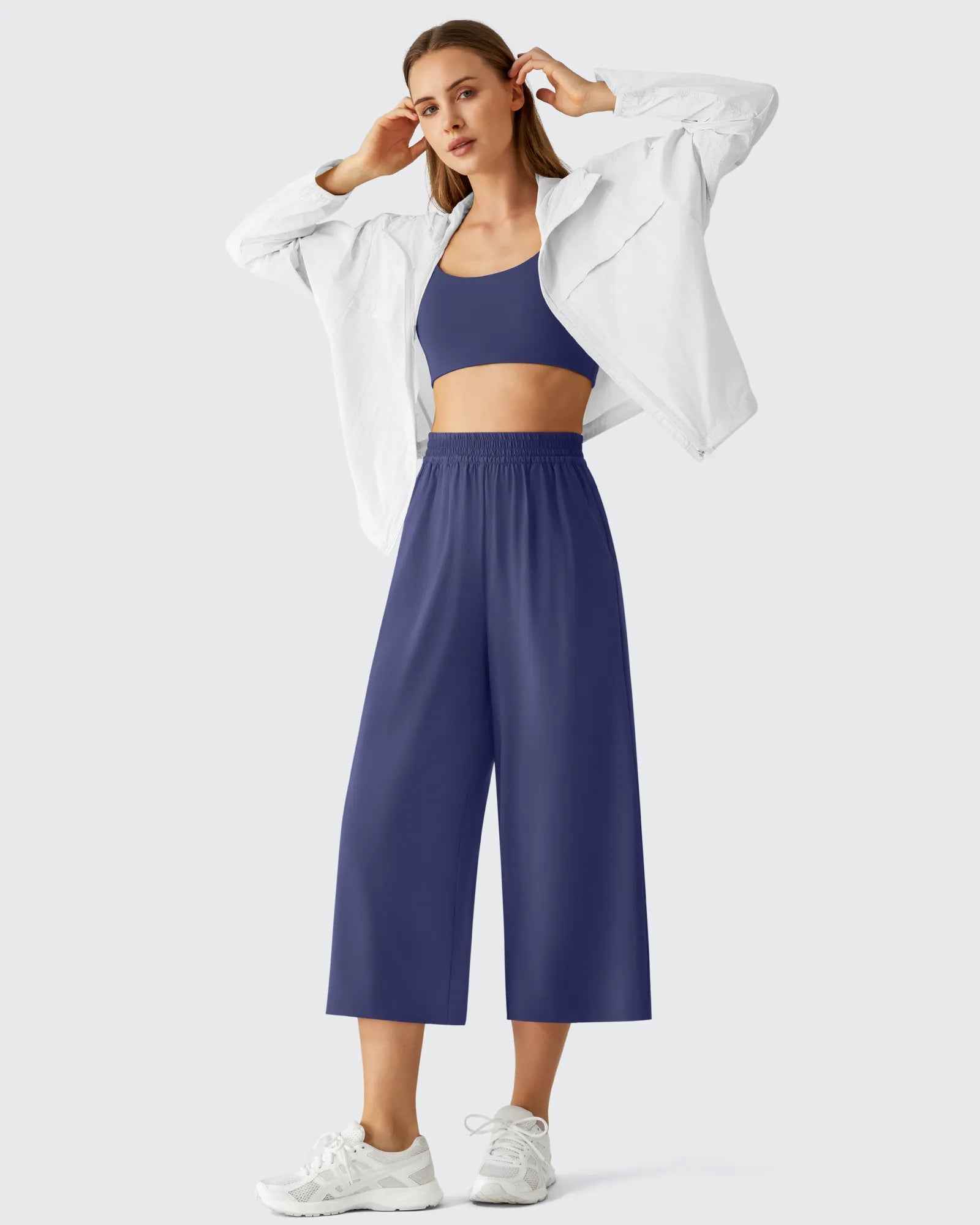 G4Free - Chillwhisp Elastic Waist Flowy Wide Leg Capri Pants 20'' -GF26J866D019A-S-GF26J866D019B-M-GF26J866D019C-L-GF26J866D019D-XL-GF26J866D019E-XXL