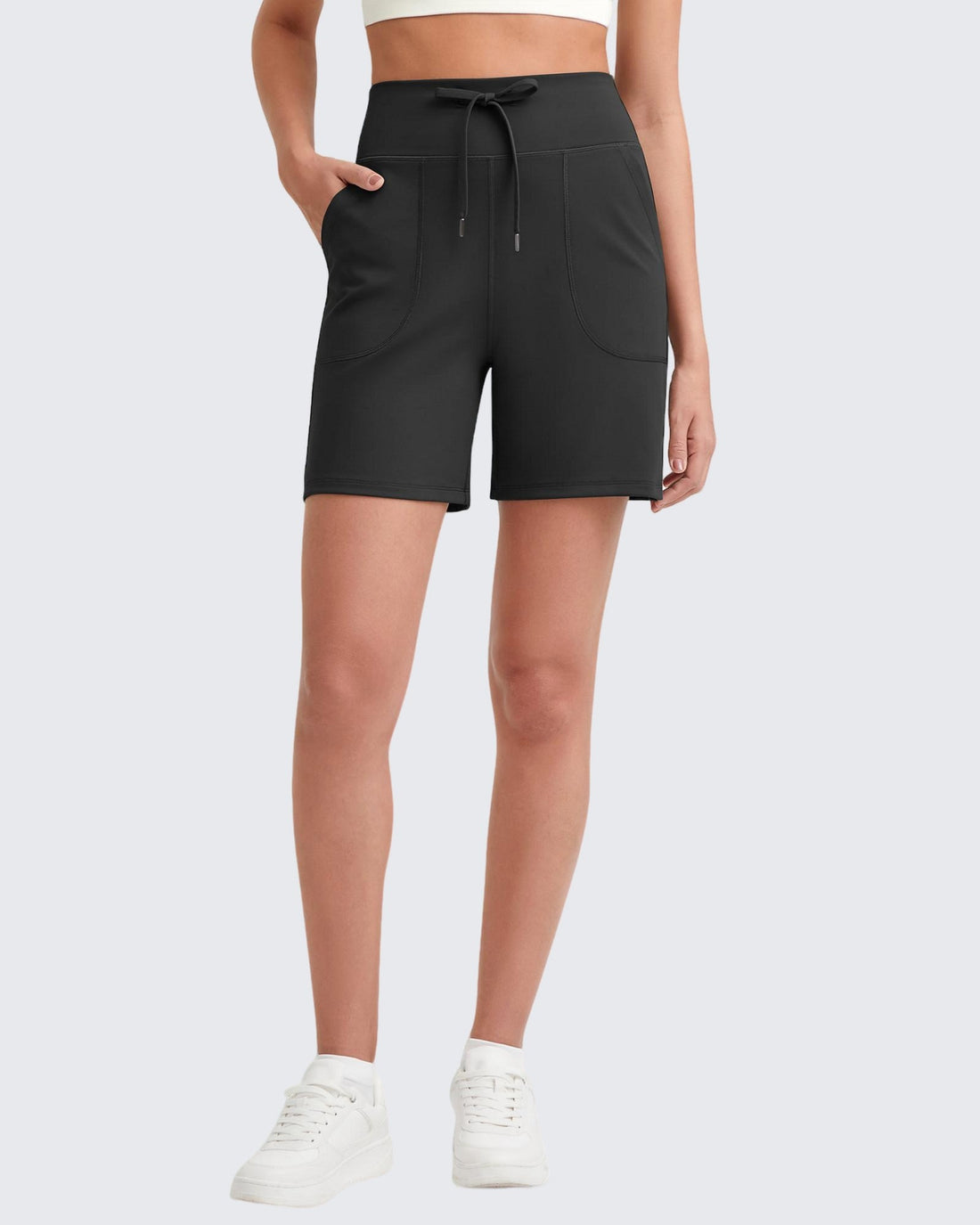 G4Free - EverGoing Bermuda Drawstring High-Waist Athletic Shorts -GF25E308AF-XS-GF25E308AA-S-GF25E308AB-M-GF25E308AC-L-GF25E308AD-XL