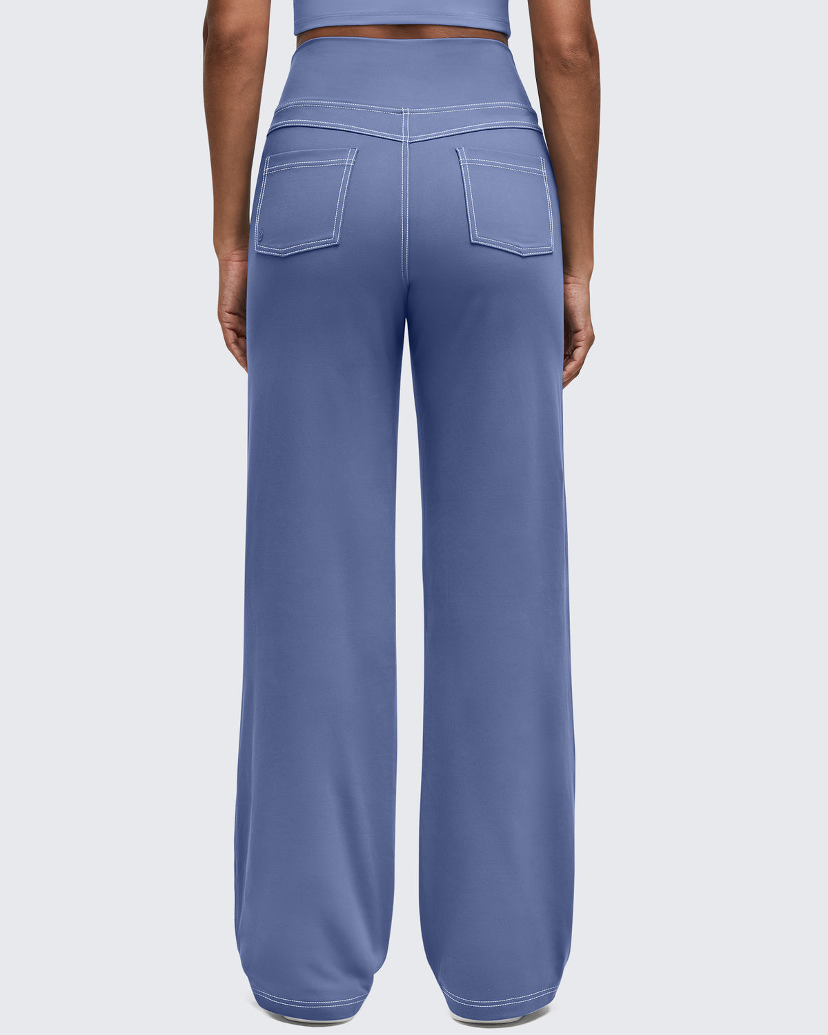 G4Free - EverGoing Contrast Stitch High-Waist Wide Leg Pants -GF25J581AA-S