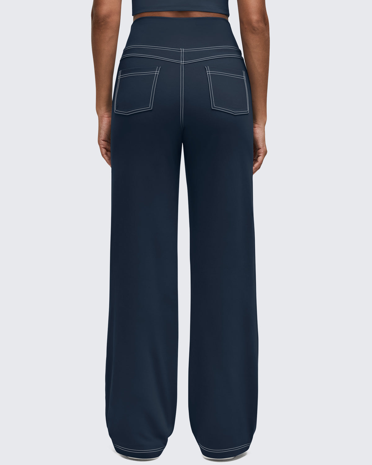G4Free - EverGoing Contrast Stitch High-Waist Wide Leg Pants -GF25J581AA-S