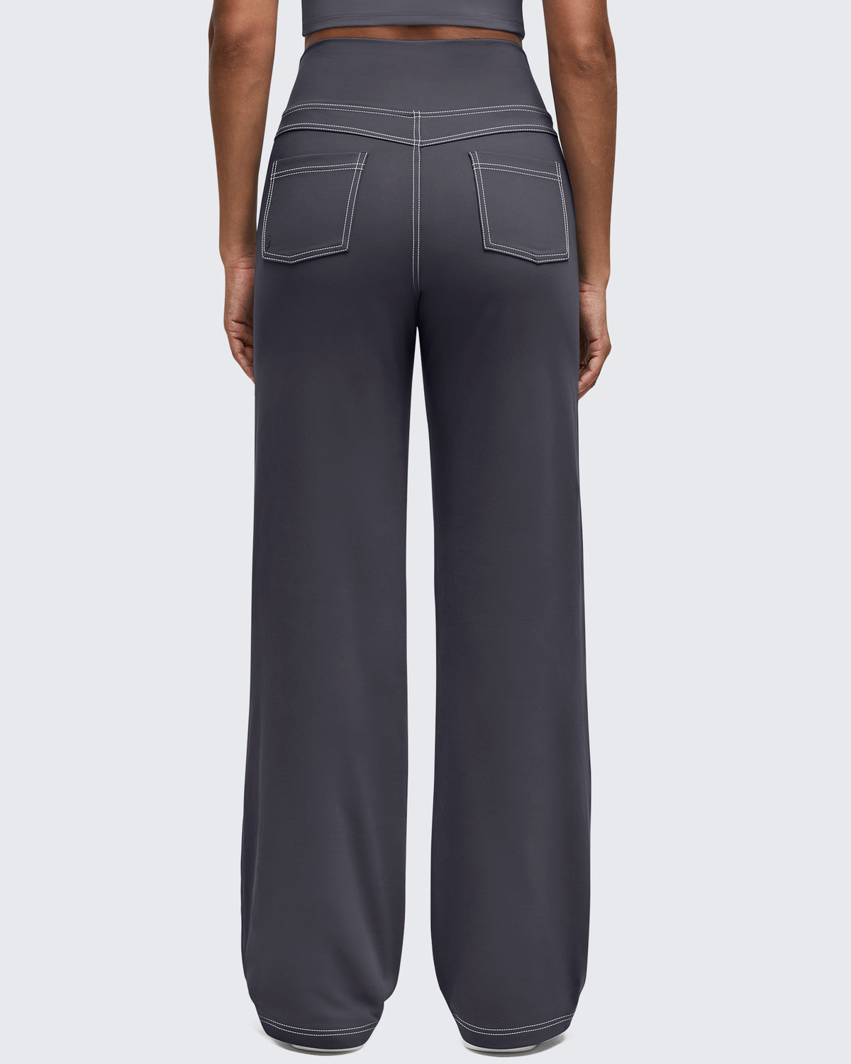 G4Free - EverGoing Contrast Stitch High-Waist Wide Leg Pants -GF25J581CA-S
