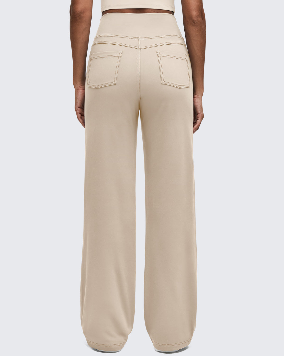 G4Free - EverGoing Contrast Stitch High-Waist Wide Leg Pants -GF25J581DA-S