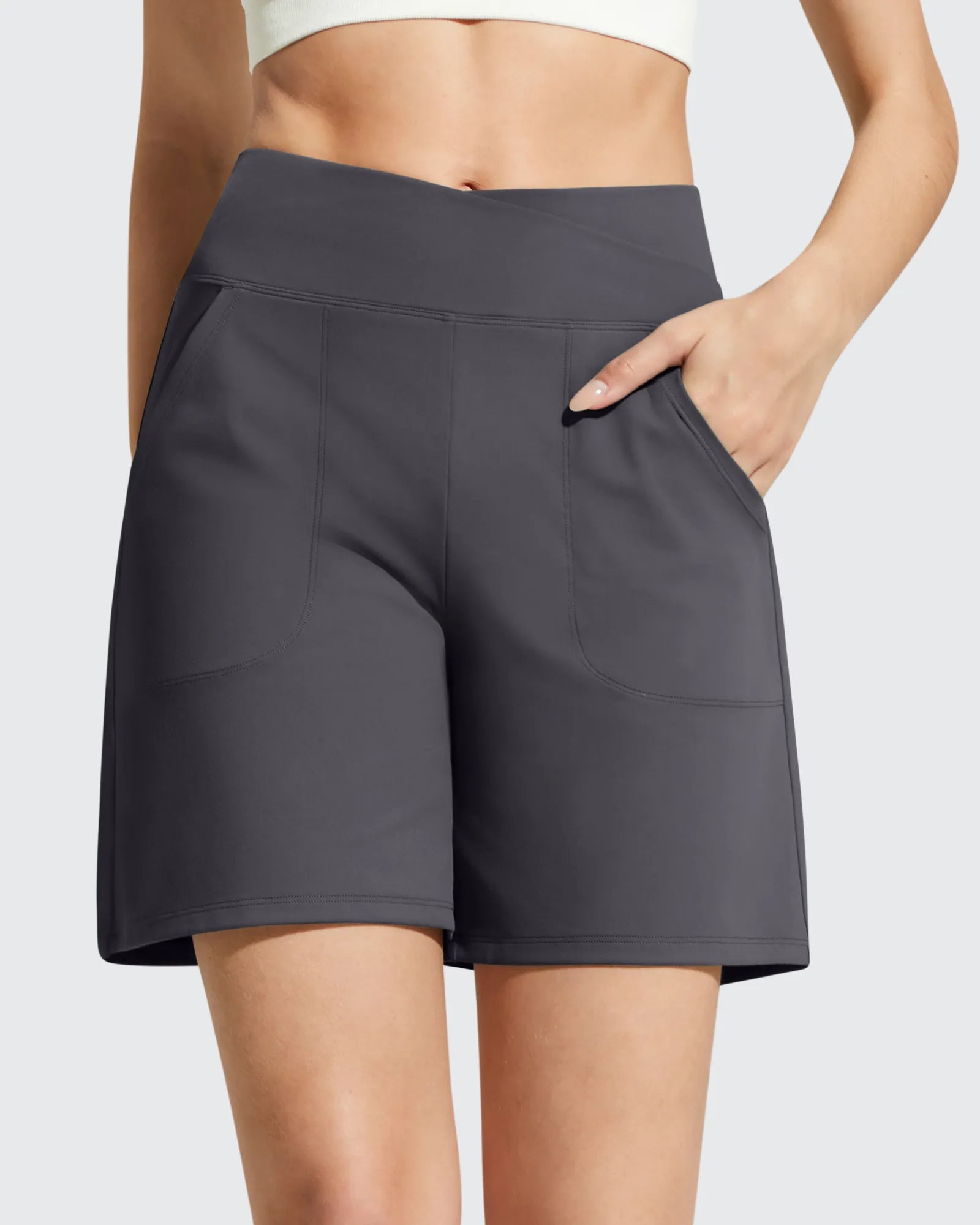 G4Free - EverGoing Cross Waist Pockets Athletic Shorts 6'' -GF26E784A001F-XS