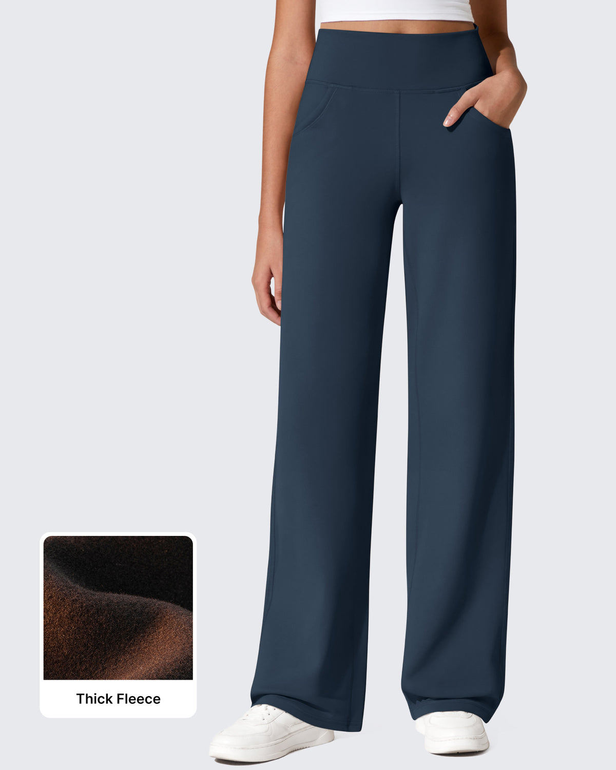 G4Free - EverGoing Fleece Lined High-Waist Wide Leg Thermal Trousers -GF24J230AA-S