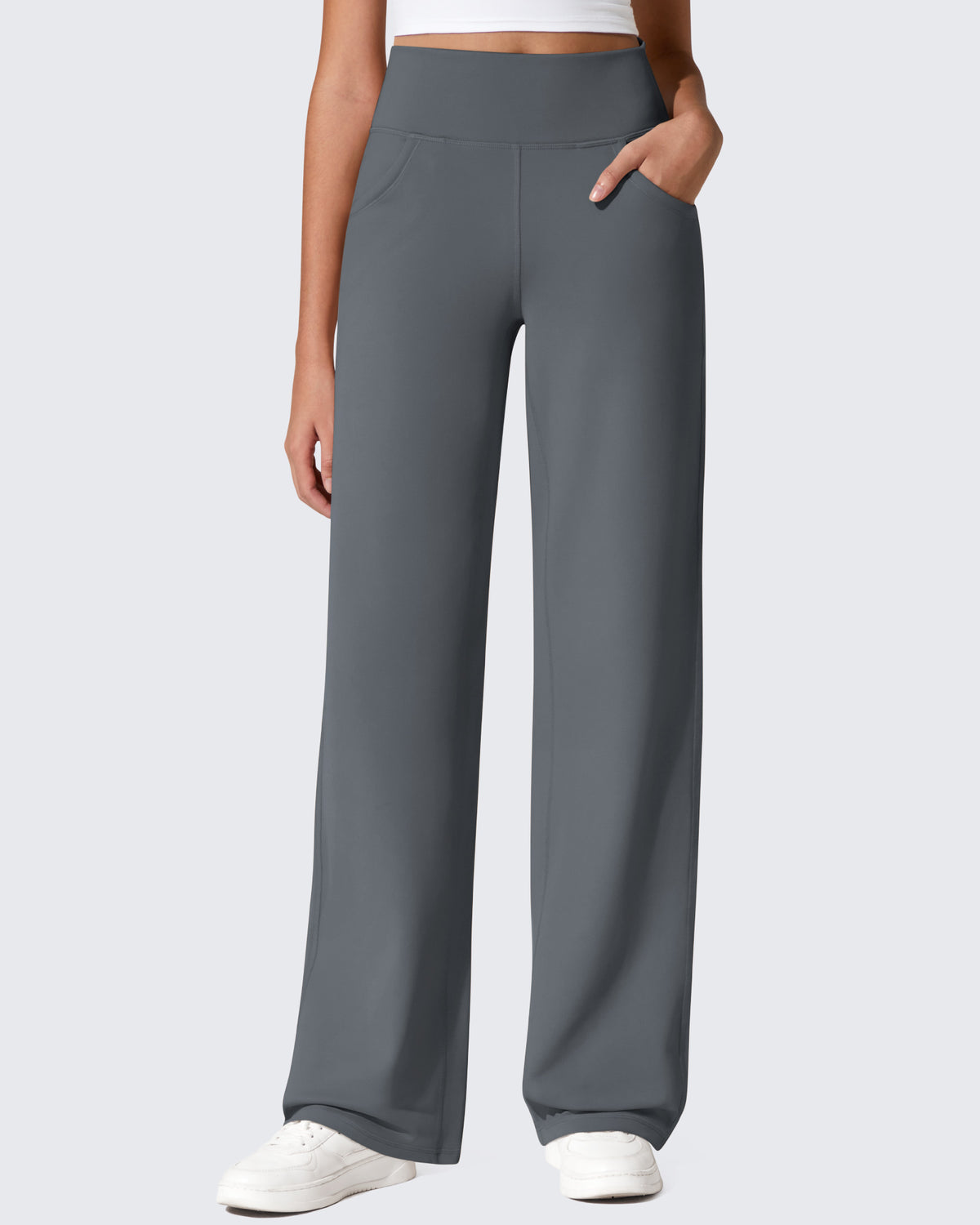 G4Free - EverGoing Fleece Lined High-Waist Wide Leg Thermal Trousers -GF24J230BA-S